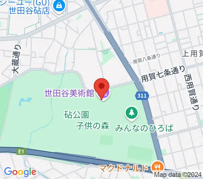 世田谷美術館の地図