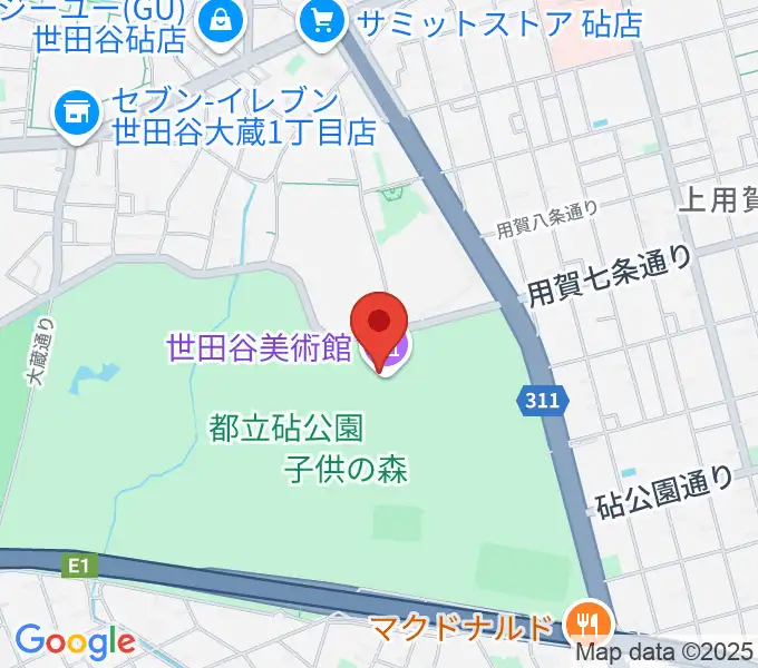 世田谷美術館の地図