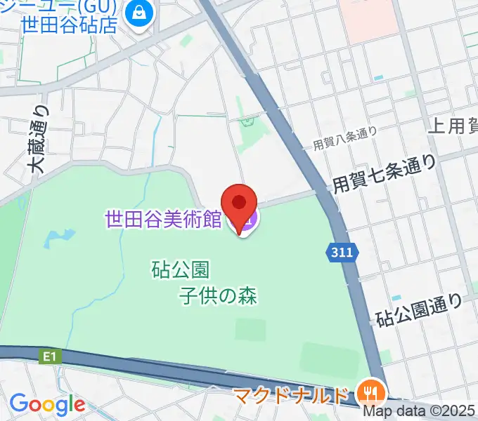 世田谷美術館の地図