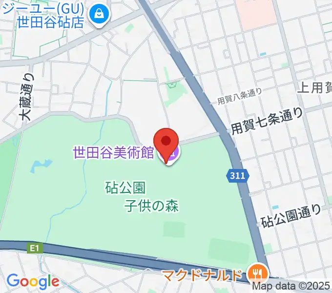 世田谷美術館の地図