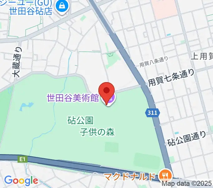 世田谷美術館の地図