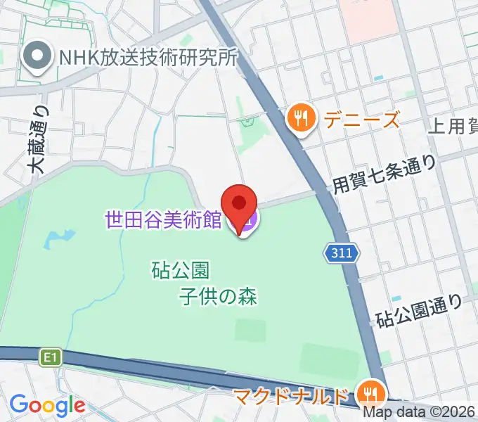 世田谷美術館の地図