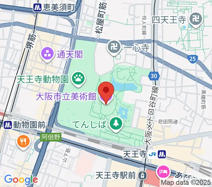 大阪市立美術館の地図