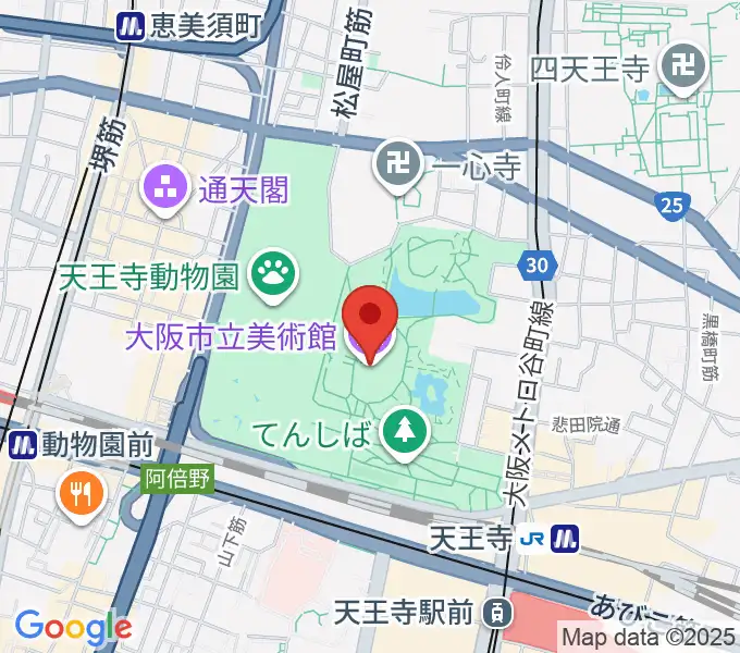 大阪市立美術館の地図