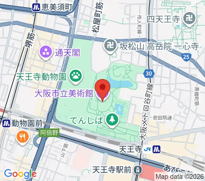 大阪市立美術館の地図