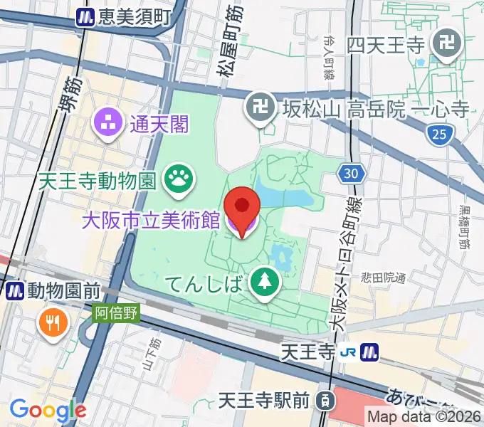 大阪市立美術館の地図