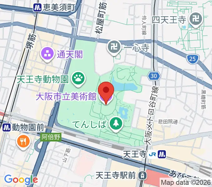 大阪市立美術館の地図