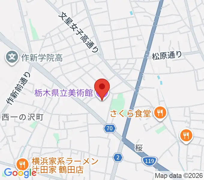 栃木県立美術館の地図