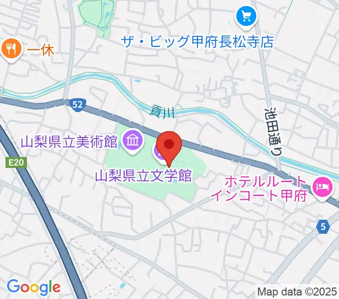 山梨県立文学館の地図