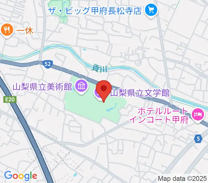 山梨県立文学館の地図