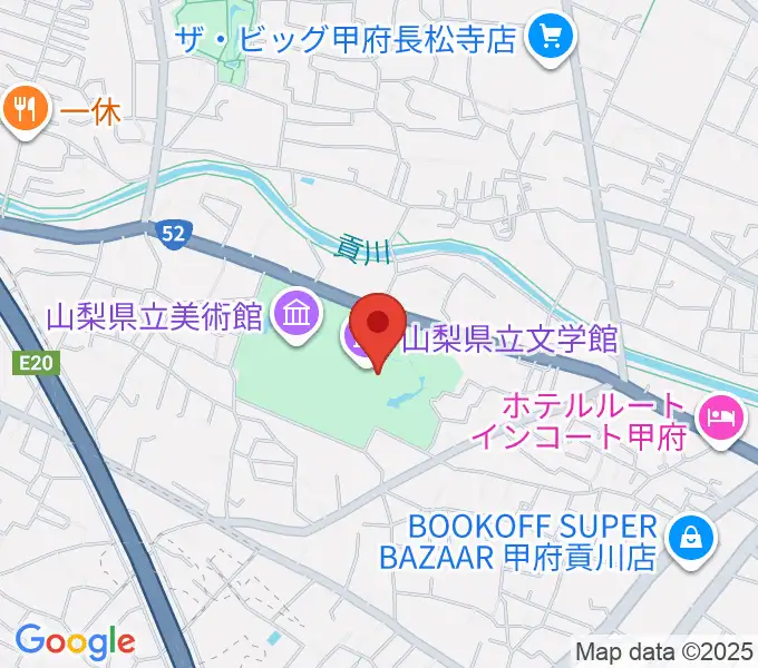 山梨県立文学館の地図