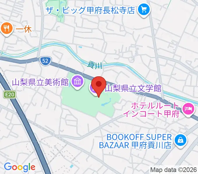 山梨県立文学館の地図