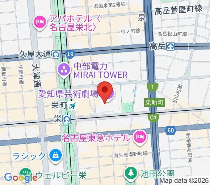 愛知県美術館の地図