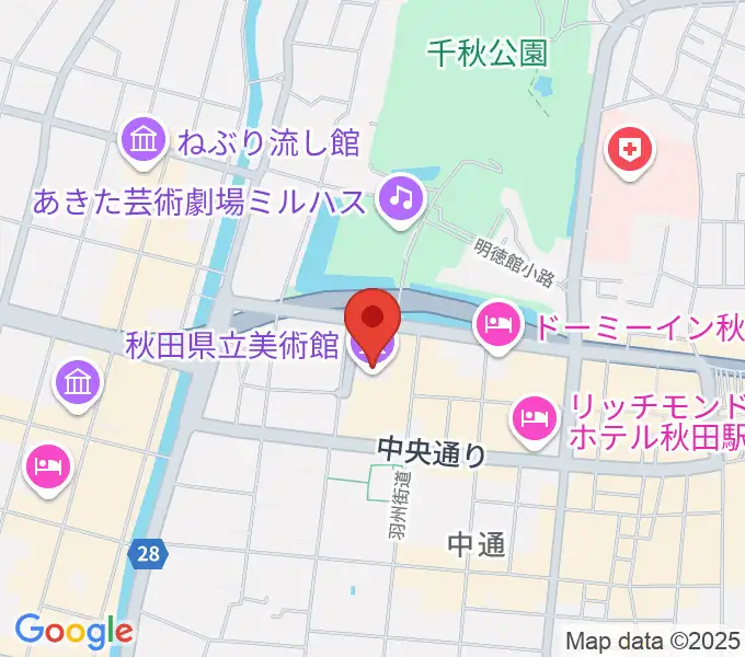 秋田県立美術館の地図