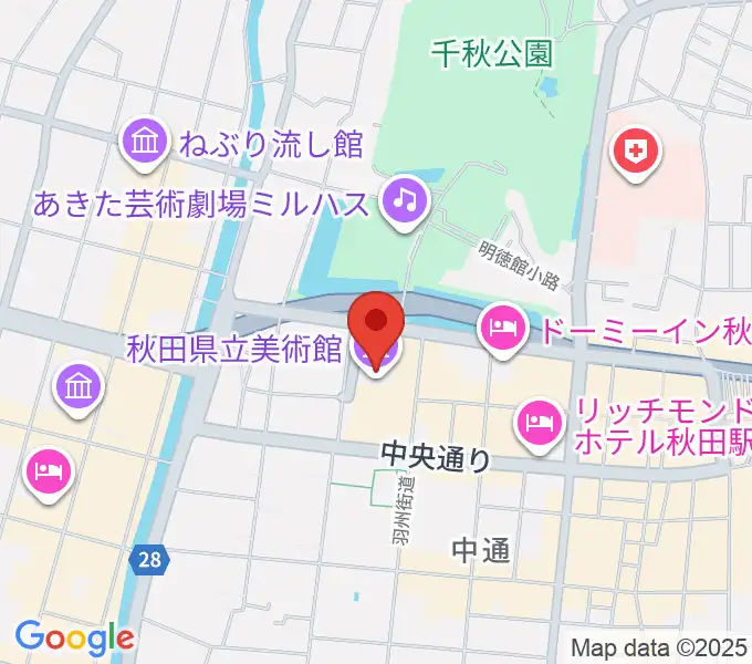 秋田県立美術館の地図