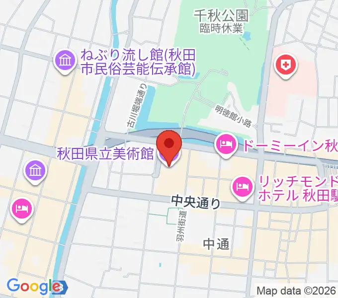 秋田県立美術館の地図