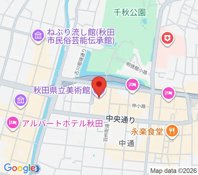 秋田県立美術館の地図