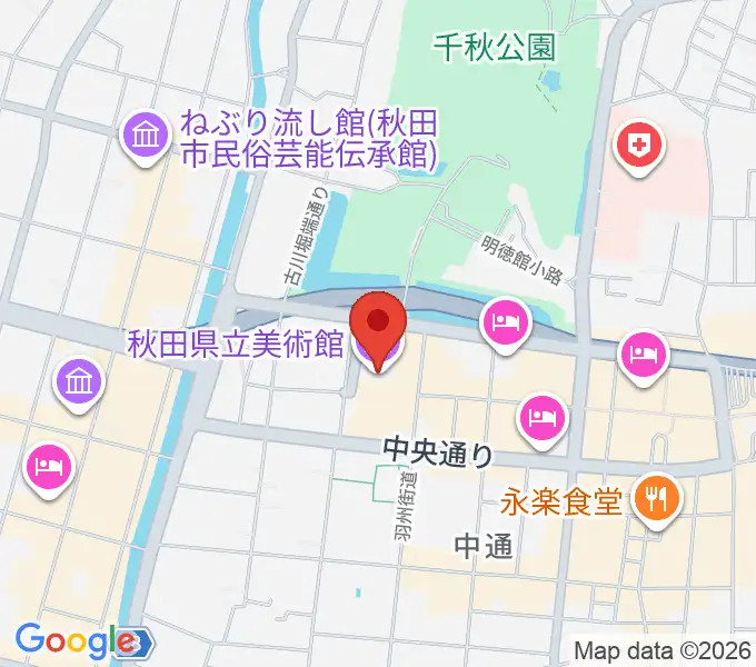 秋田県立美術館の地図