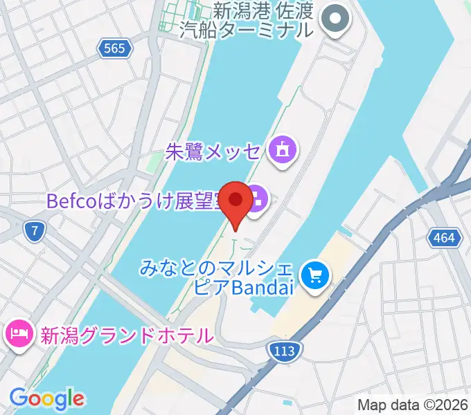 新潟県立万代島美術館の地図