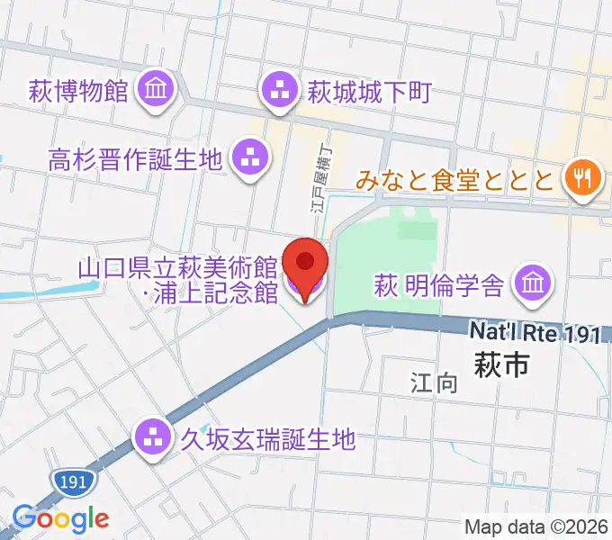 山口県立萩美術館・浦上記念館の地図