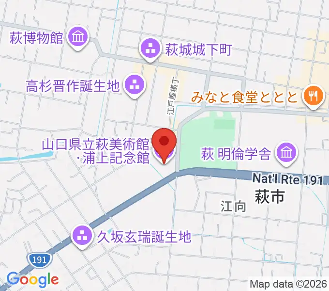 山口県立萩美術館・浦上記念館の地図