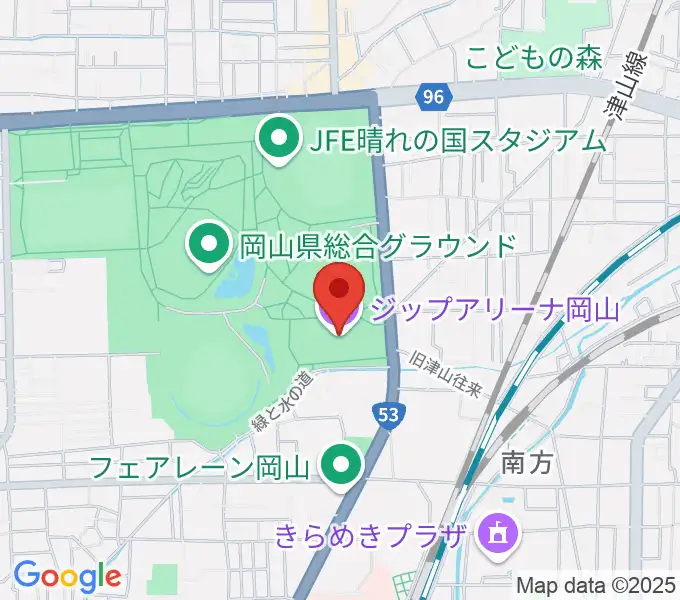 ジップアリーナ岡山の地図