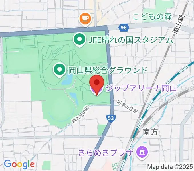 ジップアリーナ岡山の地図