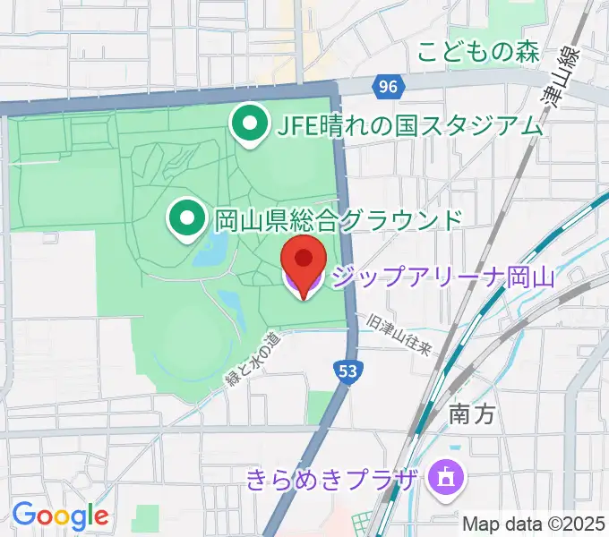 ジップアリーナ岡山の地図