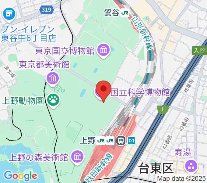 国立科学博物館の地図