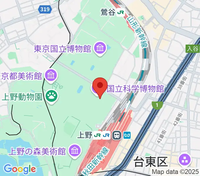 国立科学博物館の地図