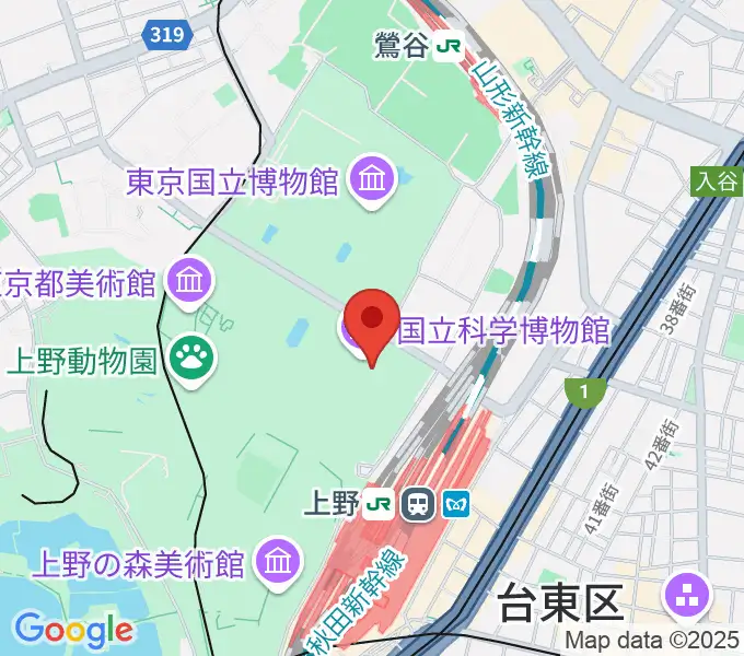 国立科学博物館の地図