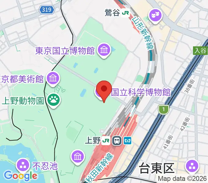 国立科学博物館の地図