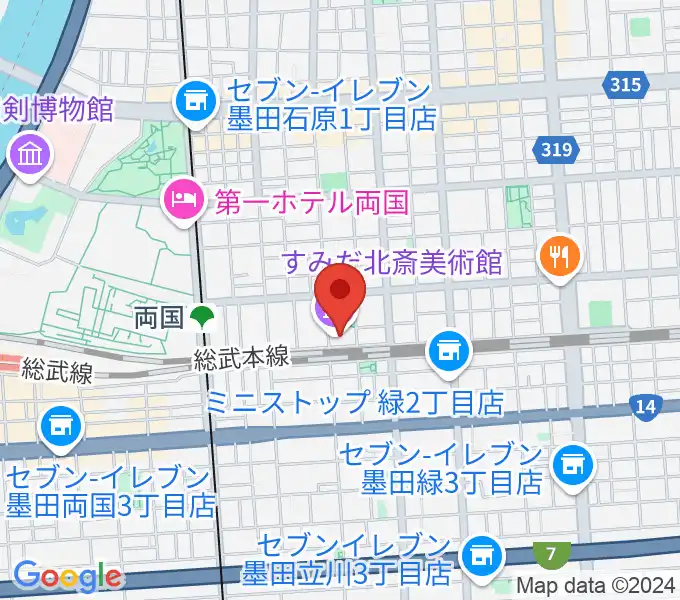 すみだ北斎美術館の地図