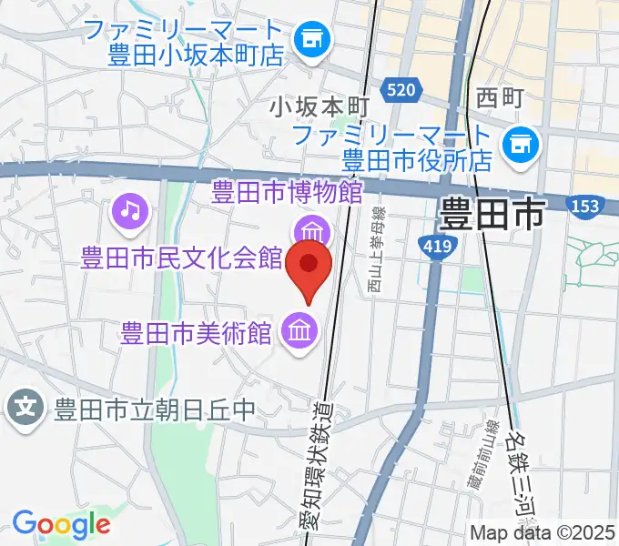 豊田市美術館の地図