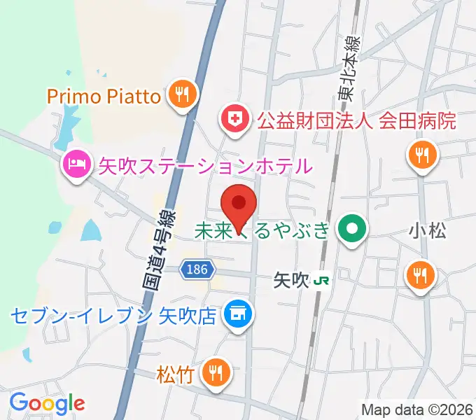 矢吹町複合施設KOKOTTOの地図