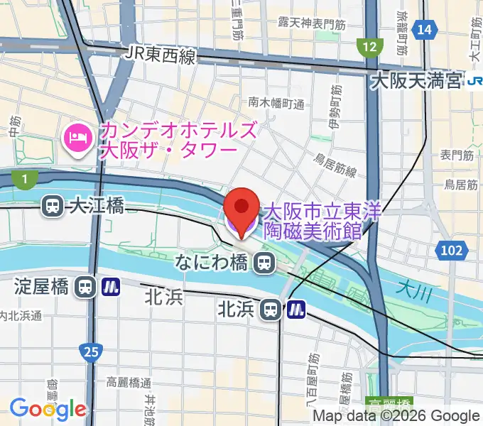 大阪市立東洋陶磁美術館の地図