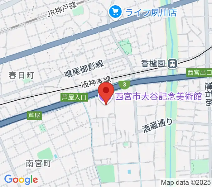 西宮市大谷記念美術館の地図