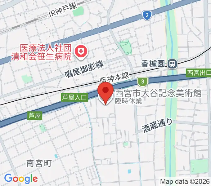 西宮市大谷記念美術館の地図