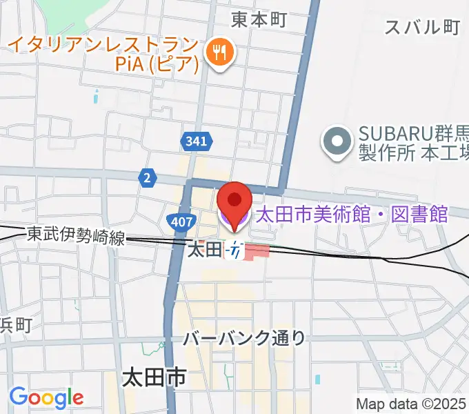 太田市美術館・図書館の地図