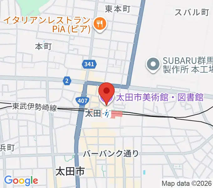 太田市美術館・図書館の地図