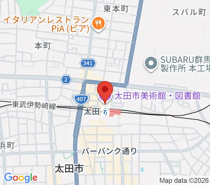 太田市美術館・図書館の地図