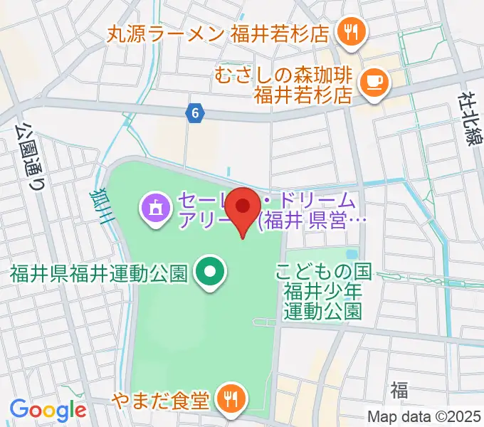 福井県営陸上競技場 9.98スタジアムの地図