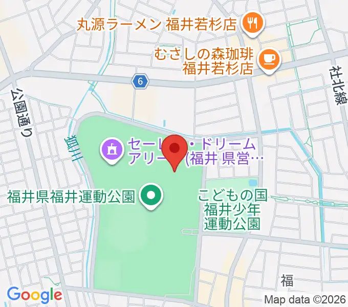 福井県営陸上競技場 9.98スタジアムの地図