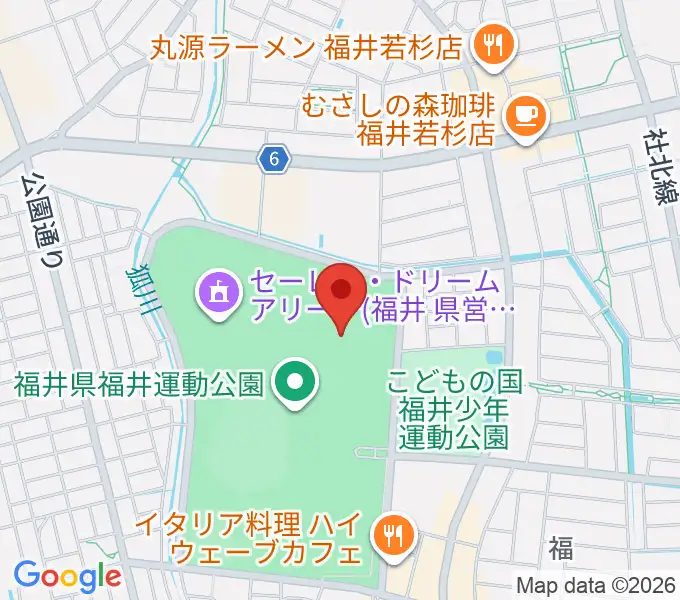 福井県営陸上競技場 9.98スタジアムの地図