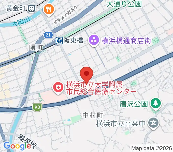 横浜市南公会堂 みなみんの地図