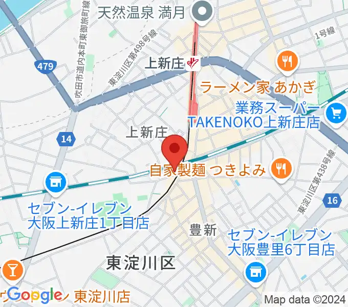 上新庄スタジオテンダーの地図