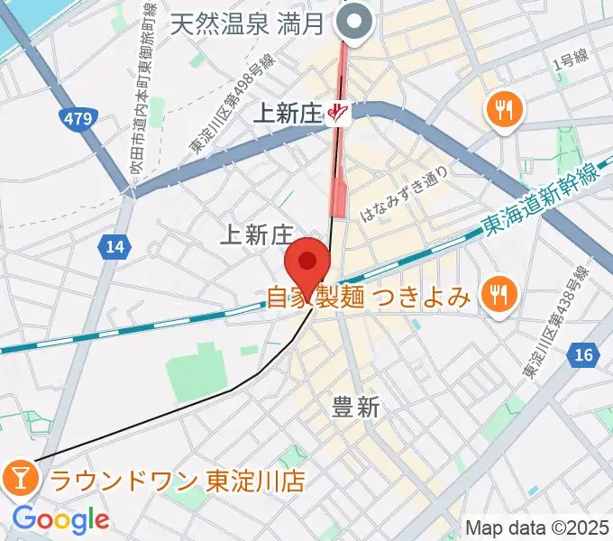 上新庄スタジオテンダーの地図