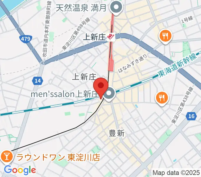 上新庄スタジオテンダーの地図