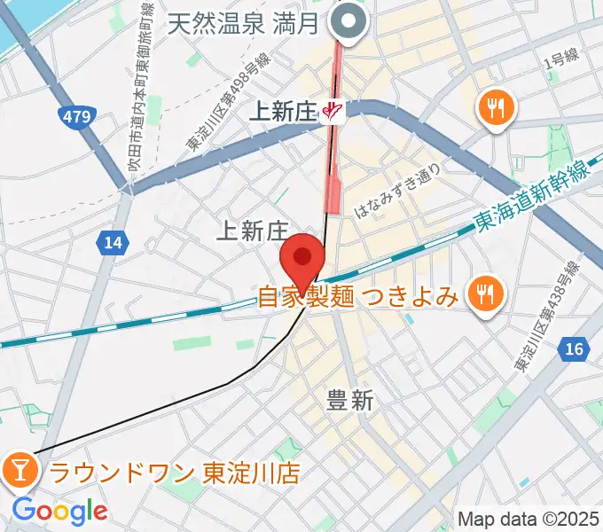 上新庄スタジオテンダーの地図