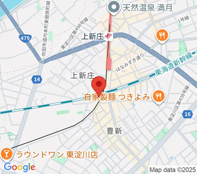 上新庄スタジオテンダーの地図
